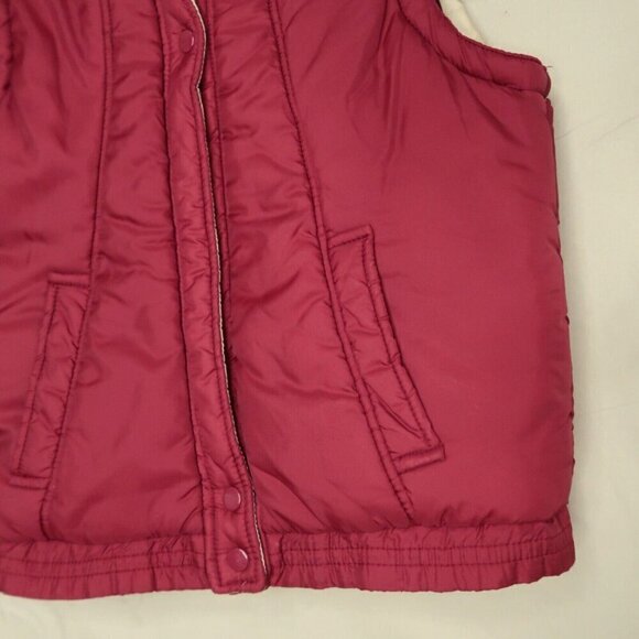 Vintage Sears Puffer Vest Red Snap Front 70s 80s Outerwear Retro Women's Small - Picture 5 of 11